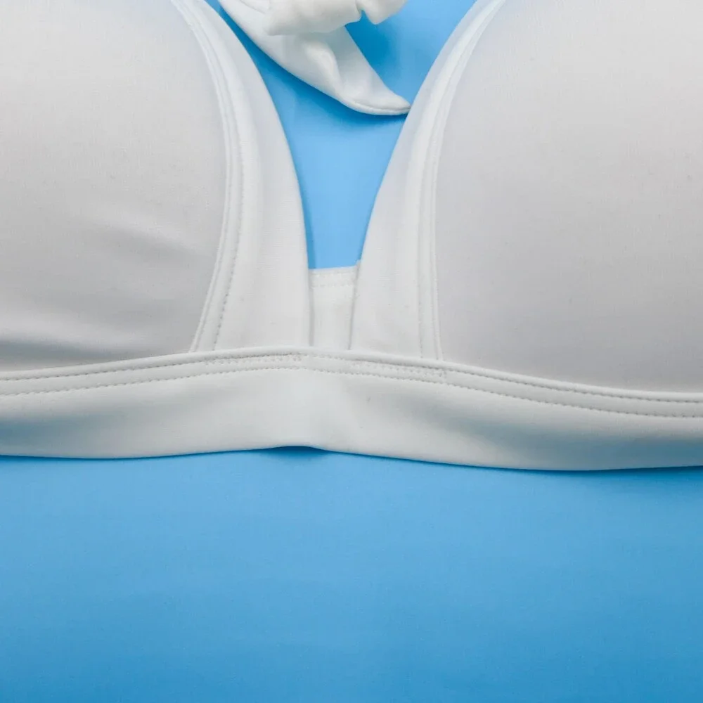 Victorias Secret Large White Triangle Padded Halter Push-up Bikini‎ Top Swimwear